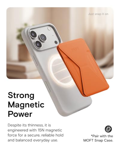 MOFT Magnetic Wallet Stand with Apple Find My, Compatible with iPhone 17/16/15/14/13/12 Series, Angle Adjustment & Magsafe Compatible MOVAS Phone Stand, Jet Black - color: Jet Black, size: Find My-Enabled