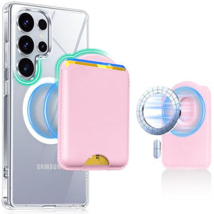 Magnetic Wallet for Samsung & iPhone with Magsafe Case, Pink - color: Pink