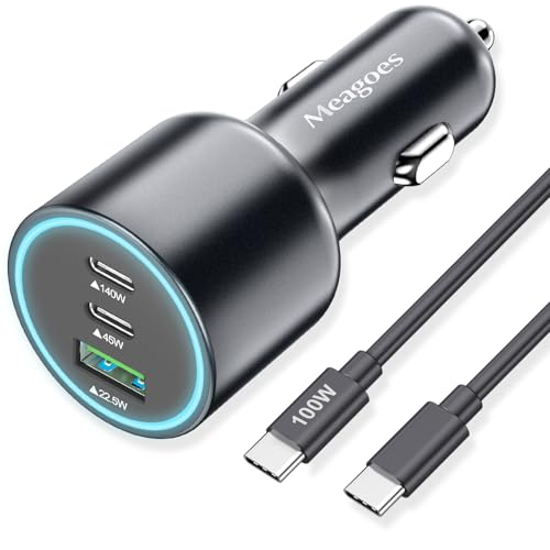 140W USB C Car Charger Super Fast Charging for iPhone Duo/18 Pro Max/Laptop