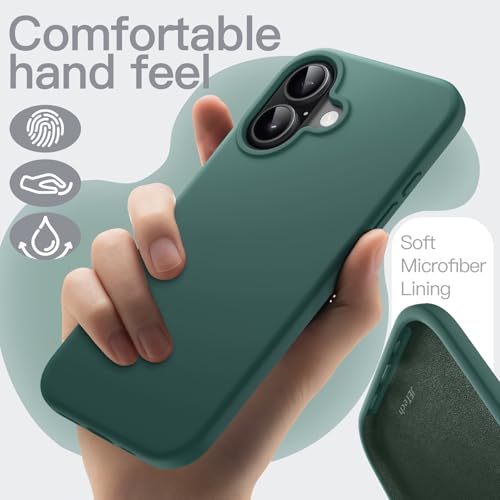 JETech Silicone Case for iPhone 17, Midnight Green | Silky Soft Touch, Shockproof Protection, Scratch Resistant, Microfiber Lining - color: Midnight Green, size: iPhone 17