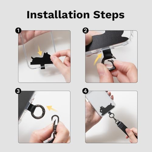 EKAX Anti-Theft Phone Strap, Adjustable Crossbody & Wrist Lanyard, Universal Tether Tab (2-Pack) for Secure Hands - color: Cat Paw