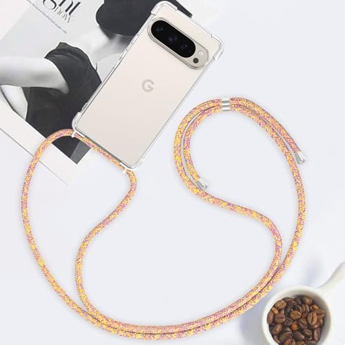 for Google Pixel 9 Pro Lanyard Case Clear Adjustable Neck Shoulder Crossbody Strap Mobile Cover Transparent Durable Soft Cover Women Shockproof Protective Phone Case for Pixel 9 Pro - Rainbow - size: for Google Pixel 9 Pro