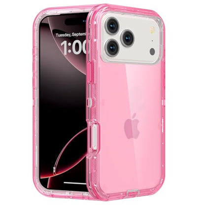 Follaroma for iPhone 17 Pro Case, Heavy Duty Shockproof Protection Phone Cases, Anti-Drop, Dual Layer Transparent Protective Cover Compatible with iPhone 17 Pro, 6.3 inch, Crystal Pink - color: Pink, size: iPhone 17 Pro 6.3‘’