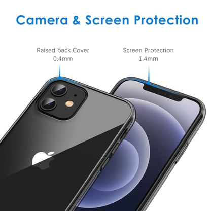 JETech Case for iPhone 12/12 Pro 6.1-Inch, Non-Yellowing Shockproof Phone Bumper Cover, Anti-Scratch Clear Back (Black) - color: Black