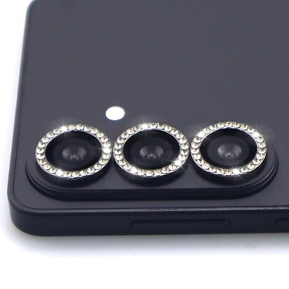 for Samsung Galaxy S26 / S26 Plus Camera Lens Protector, Bling Diamond Metal Ring Tempered Glass Lens Cover, Sparkly Rhinestone Accessories (Black) - color: Black