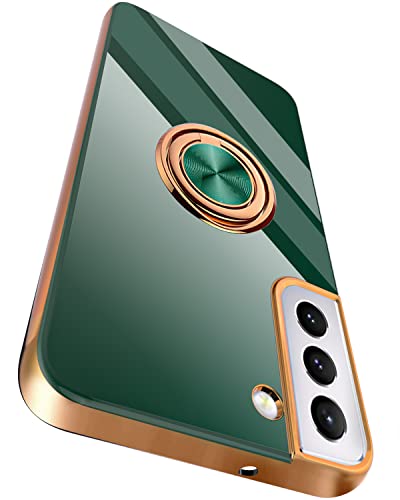 Compatible for Samsung Galaxy S22 Case with Ring Holder Kickstand [with Magnetic] Soft TPU Shockproof Electroplated Protective Phone Case for Galaxy S22 5G Green - color: Green, size: Galaxy S22