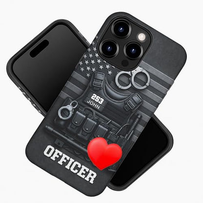 Personalized Police Clear Phone Case Custom Name, Firefighter Protective Case Compatible with Phone Devices, Law Enforcement Gift for Men Dad Husband (#3)