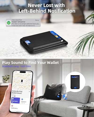 ExtreLife for Magsafe Wallet, Works with Apple Find My, 6 Cards Holder - color: Midnight Black