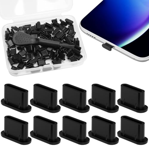 100 Pcs USB C Dust Plugs,Port Cleaner with Brush for Phones