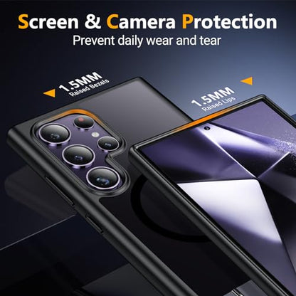 SPIDERCASE Samsung Galaxy S24 Ultra Case with Invisible Kickstand, Magnetic, Shockproof, Slim, Black - color: Black