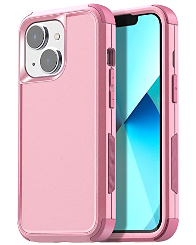 AICase Heavy Duty 3-Layer Rugged Case for iPhone 13/iPhone 14, Military Grade Drop Proof, Dust Proof, Pink - color: Pink Case