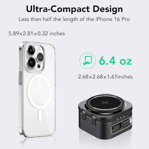 3 in 1 Charging Station Fast Charging, Magnetic Foldable Wireless Charger, Compatible for iPhone 17 16 15 14 13 12 Pro Max, Apple Watch, Airpods 4 3 2 Pro