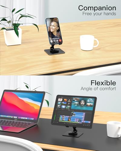 Adjustable Phone & Tablet Stand, Fits 4–9.7in Devices, Black - color: Black