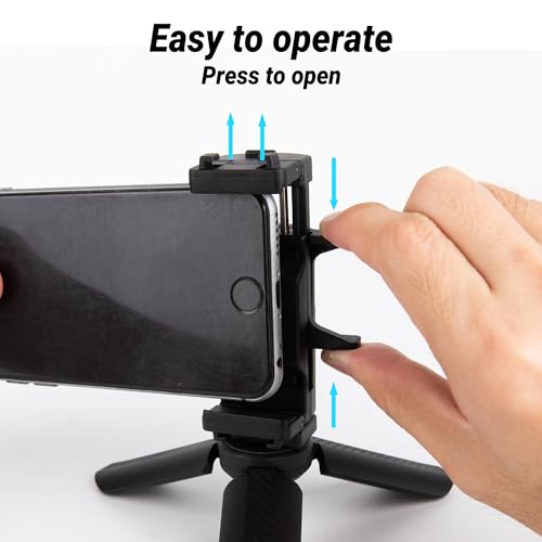 Mini Tripod Phone Stand, Desktop Cell Phone Holder, Lightweight Handheld Tabletop Tripod for Streaming, Video Calls & Photography, Plastic, Black, 1-Pack