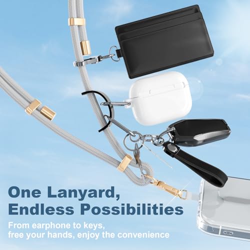 4-IN-1 Phone Lanyard Crossbody & Wrist Strap Kit with 2 Pack Tabs - color: Grey