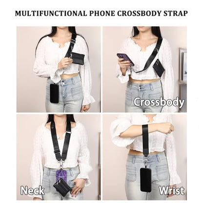 Crossbody Body Phone Holder for Women, New Phone Strap with Zippered Pouch, Adjustable Crossbody Strap - color: Black