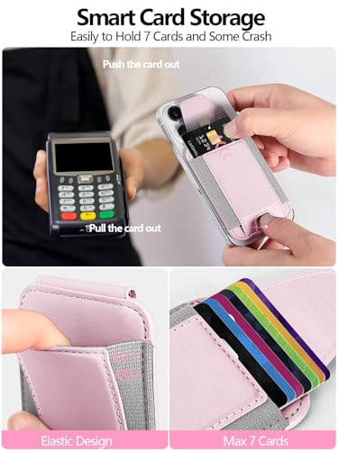 Miroddi for MagSafe Wallet with Privacy Flap, Strongest Magnetic Wallet | 7 Cards Holder, RFID Blocking, Leather Magnetic Phone Wallet for iPhone 17/16/15/14/13/12 Series and Pixel 10 Series - color: Baby Pink