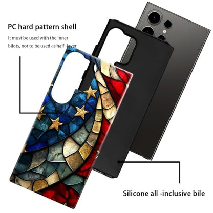 Compatible with Samsung Galaxy S26 Ultra Case,Glossy Case All-Round Protection Shockproof Anti-Scratches TPU Cover,Cases for Man Woman-American Flag Stained Glass - color: American Flag Stained Glass, size: Galaxy S26 Ultra