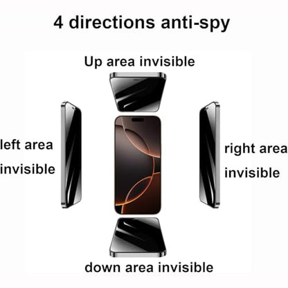 2 Pack 360 Degree Privacy Tempered Glass for iPhone 16 Pro Max Anti-Spy 4 Directions Screen Protector Film 4 Sides Anti-Peeping 6.9 inch - size: For iPhone 16 Pro Max