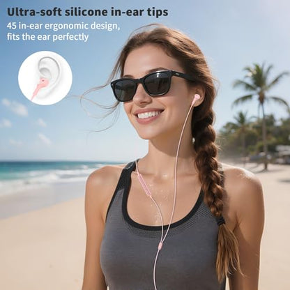 USB C Headphones Wired Earbuds for iPhone 18 Pro Max 17 16 15,Pink - color: Pink