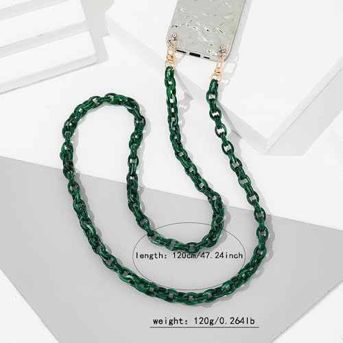 Phone Crossbody Chain CellPhone Lanyard, Acrylic Shouder Strap Universal Lanyard Chain with Tether Patches Compatible with Most Phones Bag Purse(green - color: Y