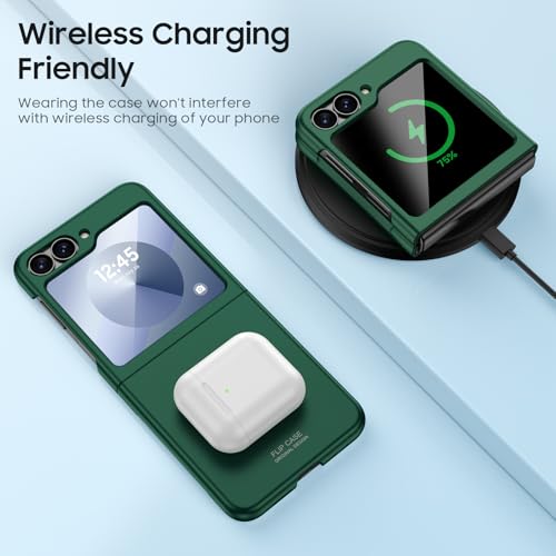 GooseBox for Samsung Galaxy Z Flip 6 Case with Screen Protection,Z Flip 6 Slim HD Clearly Case Ultra-Thin Anti-Scratch Shockproof Phone Case(Green) - color: Flip6-Green