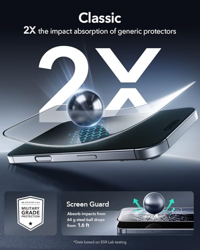 ESR 3 Pack for iPhone 17 Pro Max Screen Protector, Align Frame | Military Grade Shatterproof, 9H Tempered Glass, Scratch-Resistant, Full-Coverage Protection, Easy Installation Tool