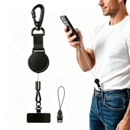 SUPBEE Anti-Theft Phone Strap, Retractable Steel Cable Phone Tether - color: 1 Pack- Matte Black