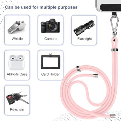 takyu Phone Lanyard, 2 Pack Adjustable Cell Phone Lanyard Crossbody Neck Strap & 2 Pack Phone Wrist Strap with Tether Tabs Compatible for iPhone Android Smartphones-Black LPink - color: Lightpink+black