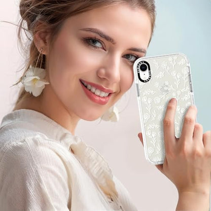 Dumkery Cute White Flowers Phone Case Compatible with iPhone XR, Floral Aesthetic Pattern, Soft TPU Full Body Protection Shockproof Bumper Cover for Girls Women - size: iPhone XR