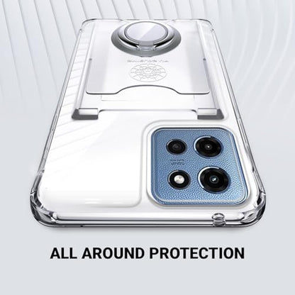 Shields Up for Moto G 5G 2025 Case, Wallet Case with Card Holder, Clear | Minimalist Wallet Case, 3 Card Slots, 360° Rotation Ring Stand/Kickstand, Drop Protection Protective Cover - size: Moto G 5G 2025