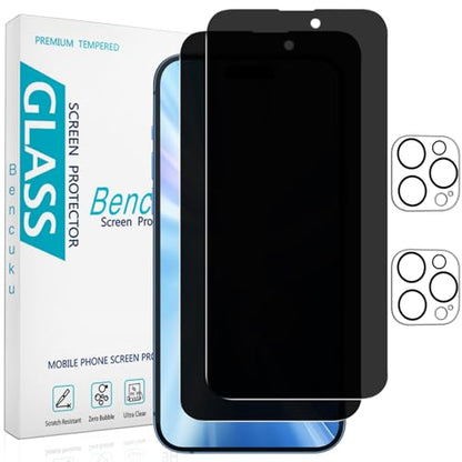 2+2 Pack Privacy Screen Protector for iPhone 15 Pro Max - size: (Privacy)iPhone 15 Pro Max 6.7 Inch