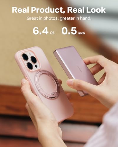 TORRAS MiniMag Power Bank,Ultra-Slim 10,000mAh Magnetic Wireless Portable Charger, 22.5W Fast Charging iPhone Air Magnetic Battery Pack Designed for iPhone 17 Pro Max/17 Pro/Air/16/15/14/13/12, Pink - color: Dawn Rose
