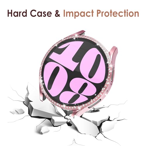 Simpeak 5-Pack Bling Screen Protector Case Compatible with Samsung Galaxy Watch 6 40mm 2023, HD Full Protection Bumper Case Cover Compatible with Galaxy Watch 6 40mm,Black,Silver,Gold,Blue,Rose Pink - size: 40mm