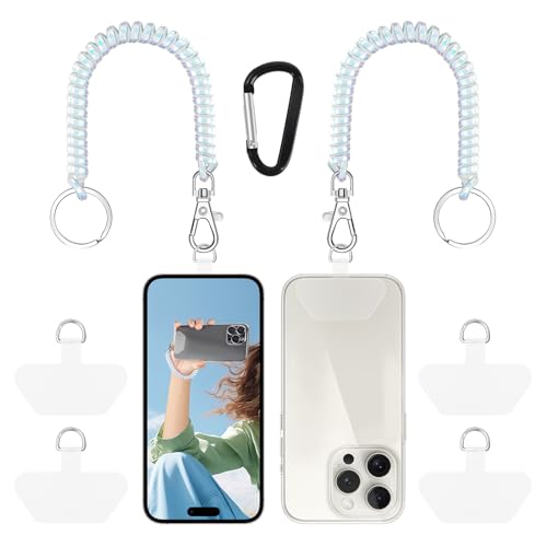 Doormoon Phone Tether Anti Theft, Phone Lanyard With Heavy Duty Carabiner - color: Pearlwhite - 2 Pack
