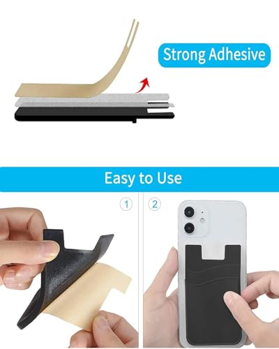Sticky Phone Wallet Stick on Back of Phone Card Holder for iPhone - color: Pink+Red+RGold+HPink+Orange