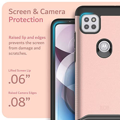 TUDIA DualShield Designed for Motorola One 5G ACE Phone Case 2021, [Merge] Shockproof Military Grade Dual Layer Tough Slim Heavy Duty Protection for Moto One 5G UW ACE Case - Rose Gold - color: Rose Gold