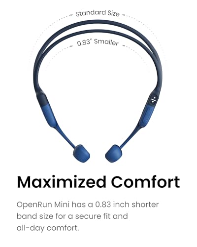 SHOKZ OpenRun Mini Bone Conduction Open-Ear Bluetooth Headphones, Blue - color: Blue, size: Mini Size+Magnetic Charging
