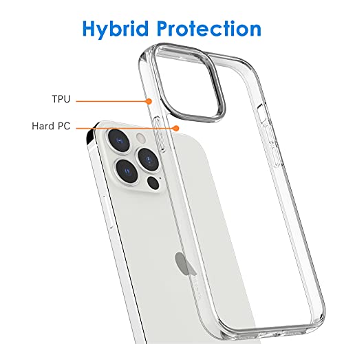 JETech Case for iPhone 13 Pro Max, Anti-Yellowing, Clear | Shockproof Protection, Scratch Resistant Hard PC Back, Durable Transparent TPU Bumper - color: Clear