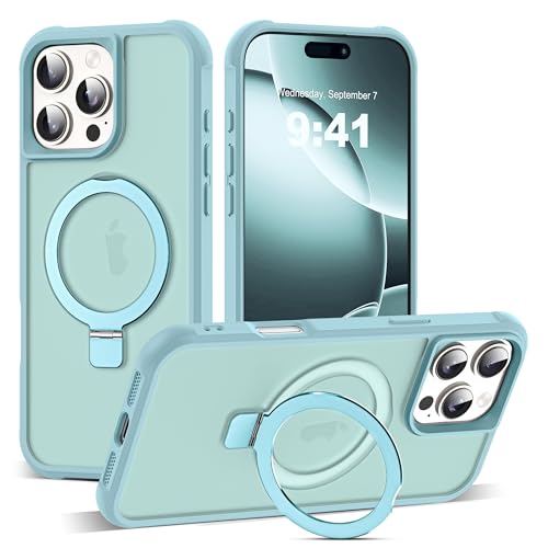 SKYLMW Compatible with iPhone 16 Pro Max Case with Stand,Blue | iPhone 16 Pro Max Phone Case 6.9",Magnetic Ring Stand,Compatible with MagSafe,Military-Grade Protection,Great Grip Feeling - color: Blue, size: Iphone 16 Pro Max
