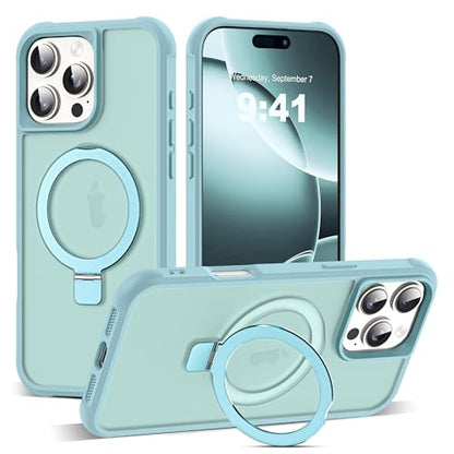 SKYLMW Compatible with iPhone 16 Pro Max Case with Stand,Blue | iPhone 16 Pro Max Phone Case 6.9",Magnetic Ring Stand,Compatible with MagSafe,Military-Grade Protection,Great Grip Feeling - color: Blue, size: Iphone 16 Pro Max