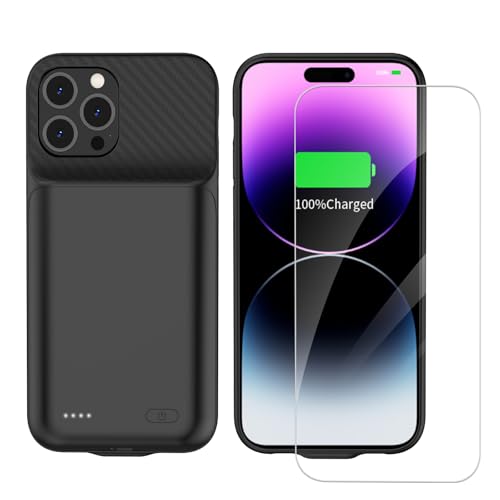 Battery Case for iPhone 14 Pro Max/14 Plus/13 Pro Max/12 Pro Max, 10000mAh Ultra-Slim Portable Charging Case, 6.7 Inch Extended Charger Case Cover - Black