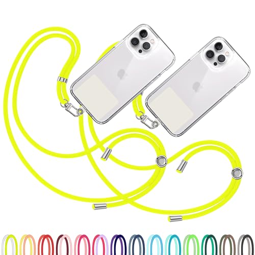 TBOC 2X Cell Phone Lanyard [Fluor Yellow] - Comfortable Universal Smartphone Lanyard - Easy to Use Neck Phone Holder [White Ice Patch] Adjustable Length Phone Strap Crossbody - Fits All Mobile Phones - color: Fluor Yellow
