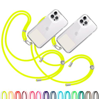 TBOC 2X Cell Phone Lanyard [Fluor Yellow] - Comfortable Universal Smartphone Lanyard - Easy to Use Neck Phone Holder [White Ice Patch] Adjustable Length Phone Strap Crossbody - Fits All Mobile Phones - color: Fluor Yellow