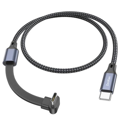 90 Degree USB C Cable 1FT, 60W Right Angle USB C Cable (Flat) - size: 1FT