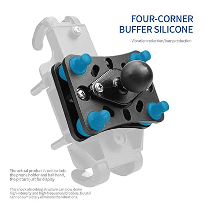 Motorcycle Mobile Phone Holder Shock Absorber, Wireless Phone Bracket with Vibration Buffer, Durable Nylon Silicone Stainless Steel Mount for ATV UTV, Black