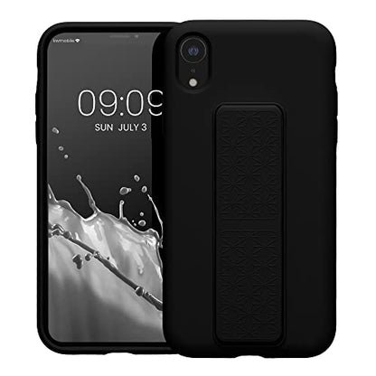 kwmobile Case for Apple iPhone XR Case - Soft TPU Cover with Silicone Coating - with Hand Strap and Stand Function - Shockproof - Black - color: black