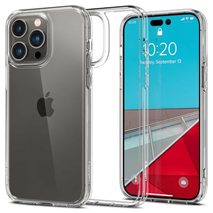 Spigen for iPhone 14 Pro Case, Ultra Hybrid [No Magnet Ring][Anti-Yellowing] - Crystal Clear | Anti-Yellowing Crystal Clarity, Qi Wireless Charge Ready, Patented Air Cushion, MIL-STD-810H Military-Grade Drop Protection - color: Crystal Clear, size: iPhone