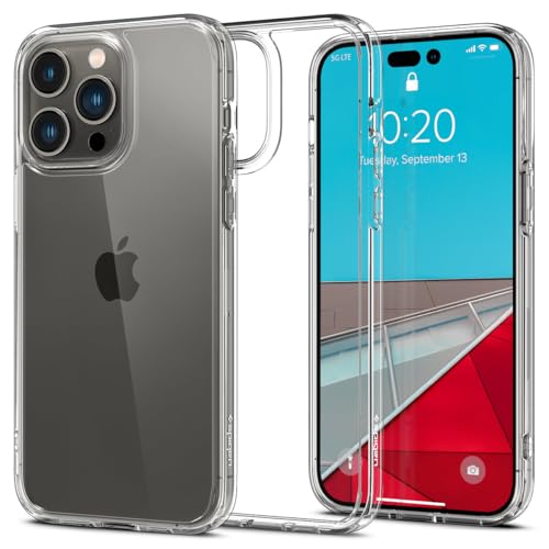 Spigen for iPhone 14 Pro Case, Ultra Hybrid [No Magnet Ring][Anti-Yellowing] - Crystal Clear | Anti-Yellowing Crystal Clarity, Qi Wireless Charge Ready, Patented Air Cushion, MIL-STD-810H Military-Grade Drop Protection - color: Crystal Clear, size: iPhone