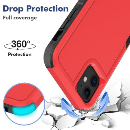 for iPhone 11 Case: Dual Layer Protective Heavy Duty Cell Phone Case Shockproof Rugged Bumper Tough with Screen Protector - 16ft Military Grade Drop Tested for Appple iPhone 11 (6.1 inch), Red - color: Red (PC) + Black (TPU)